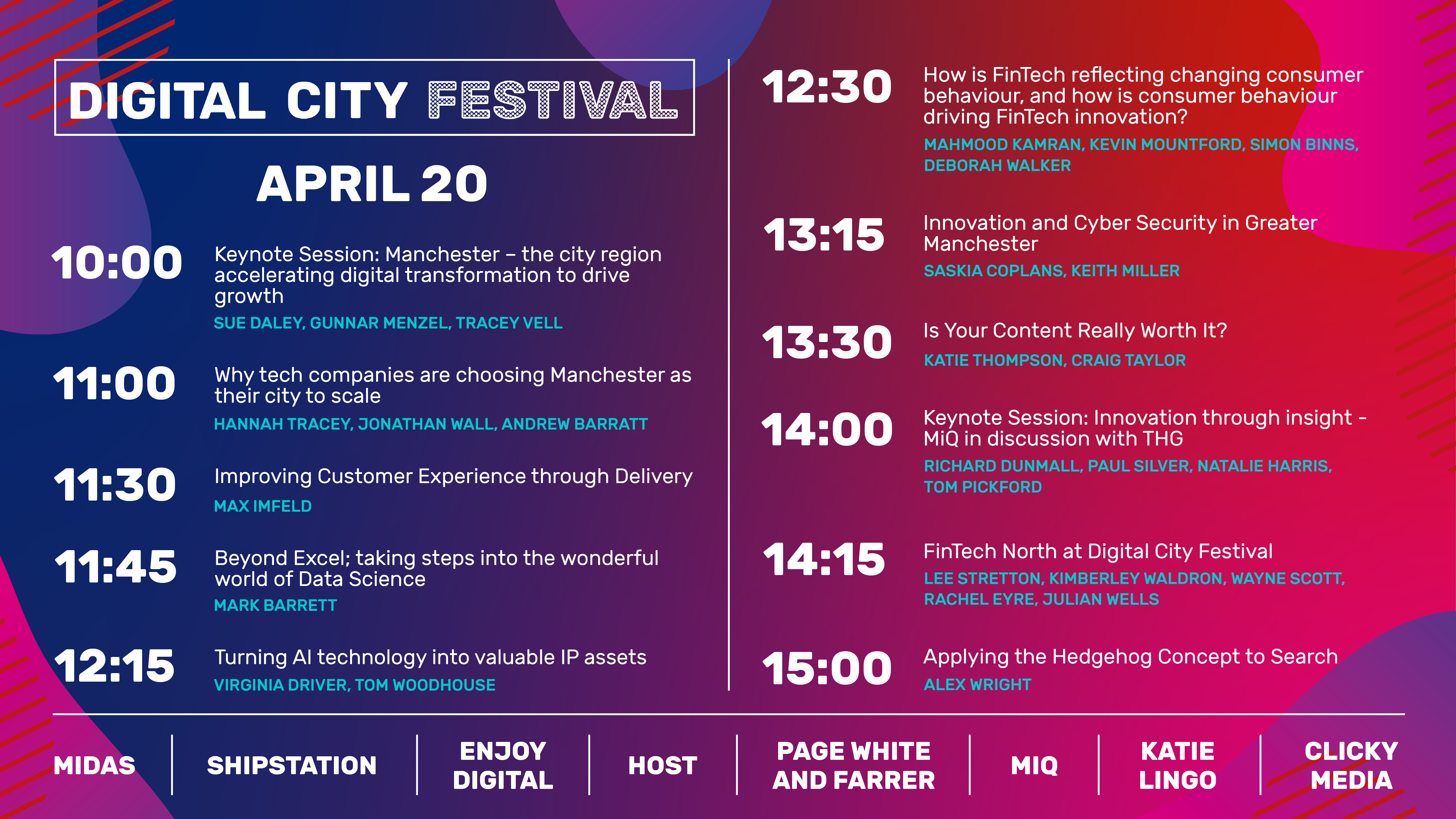 TUESDAY 20: Festival continues at pace with panels and talks featuring The Hut Group, techUK, FinGo and eToro